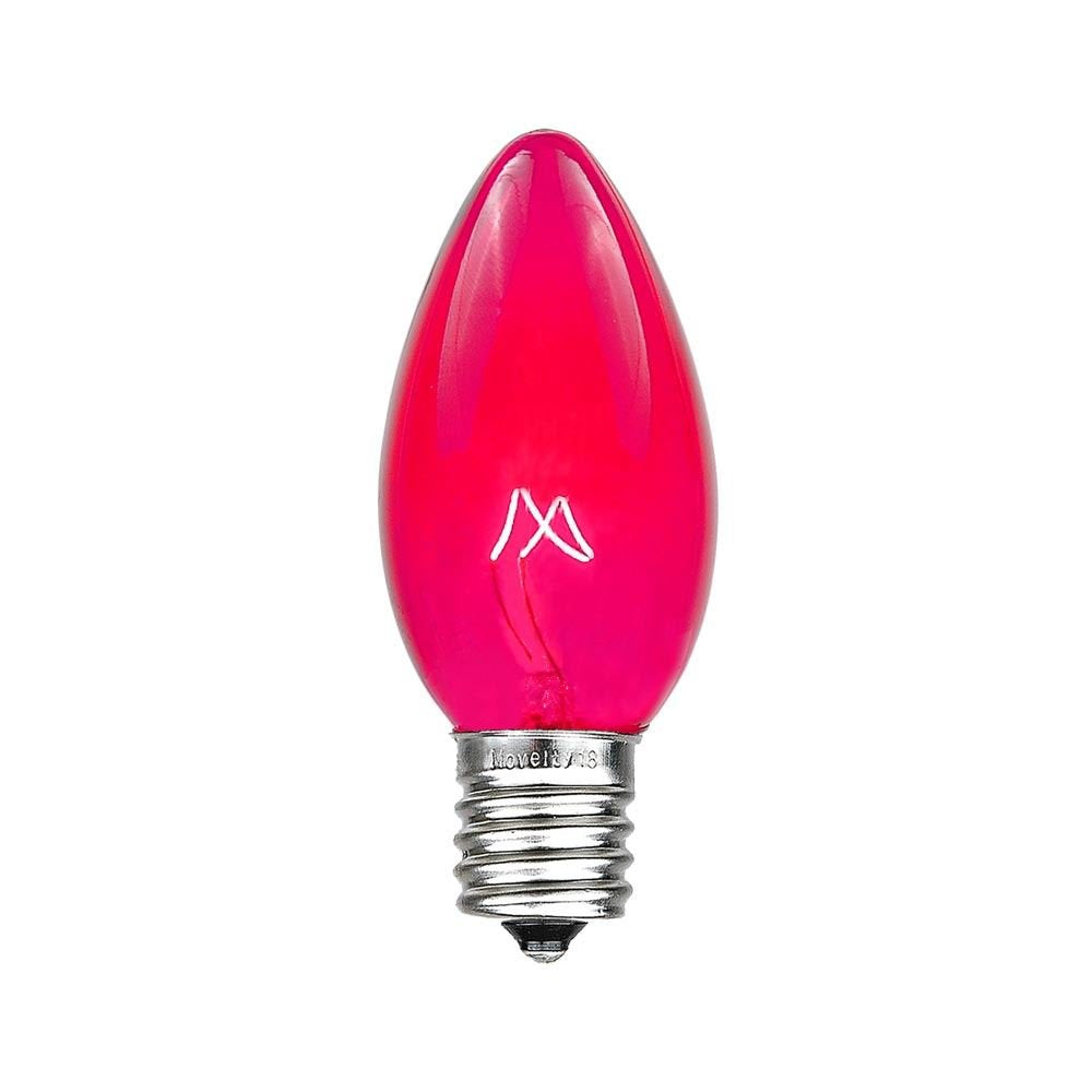 Novelty Lights C9 Christmas Replacement Bulbs, 7 Watt, Glass, Pink, 25 Count