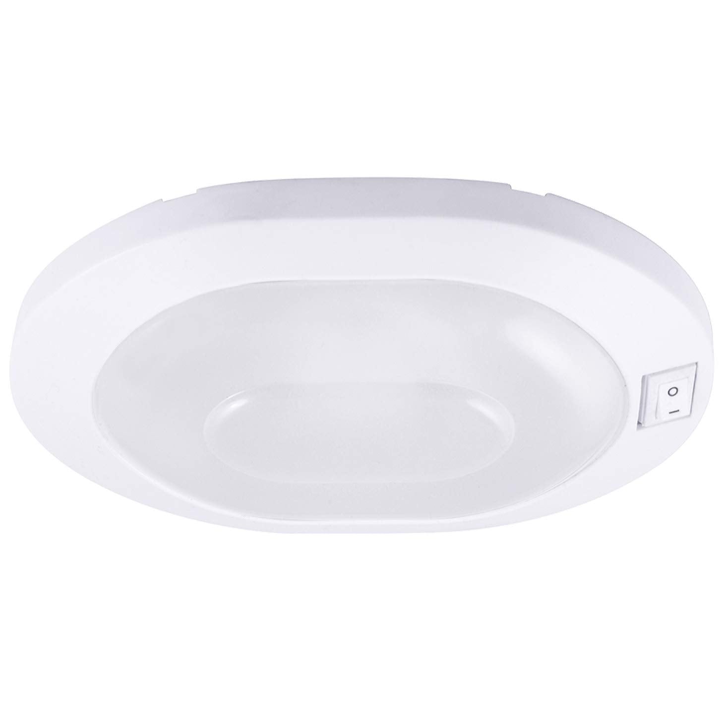 Facon LED Pancake Dome Light, 12V DC, On/Off Switch, L 5 7/8in  x W 3 3/4in  x H 1in , White