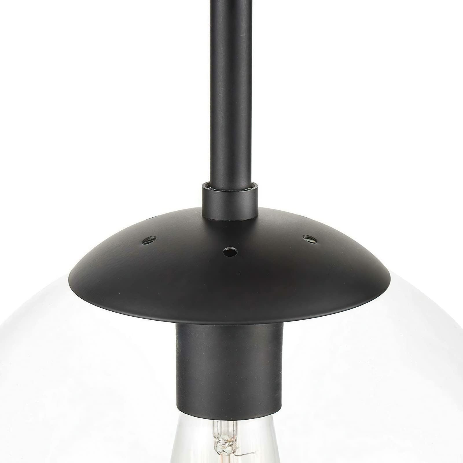 Koko&Yukina Clear Glass Globe Semi Flush Mount Ceiling Light, Matte Black, 8 Inch
