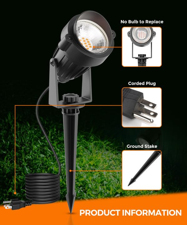 L Lohas Led Halloween Orange And Purple Spotlights Outdoor  Auto On/Off 5W 120V Landscape Lighting For For House  Holiday  Trees  Decoration  450Lm Ip66 Waterproof  Ul Listed  2 Pack