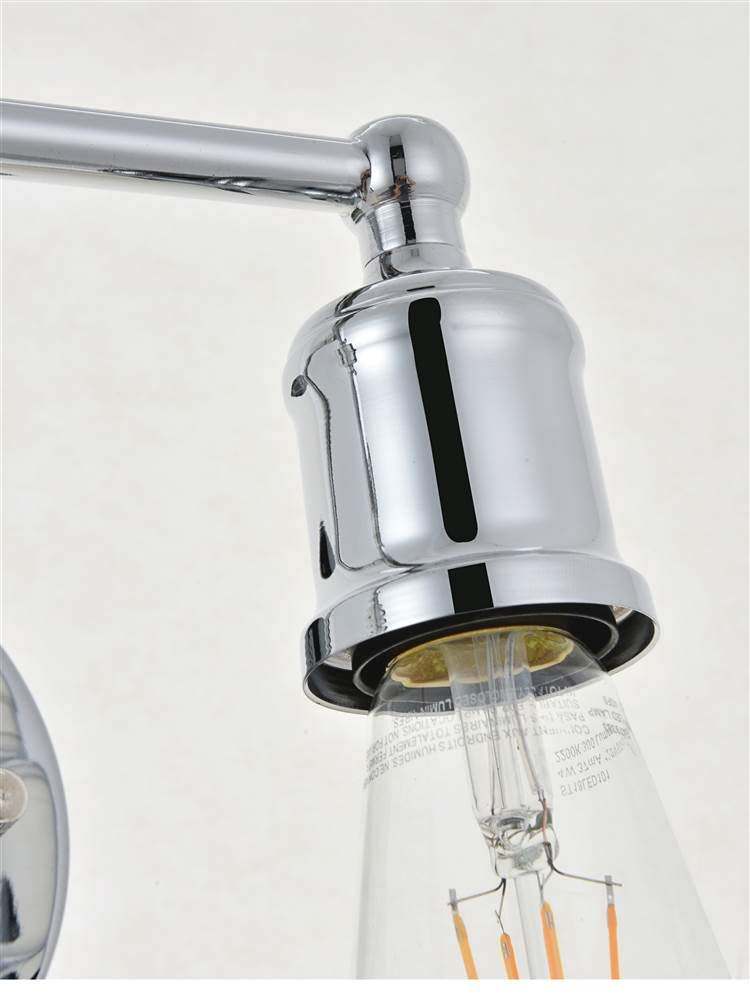 Living District Serif 2-Light Mid-Century Metal Wall Sconce in Chrome