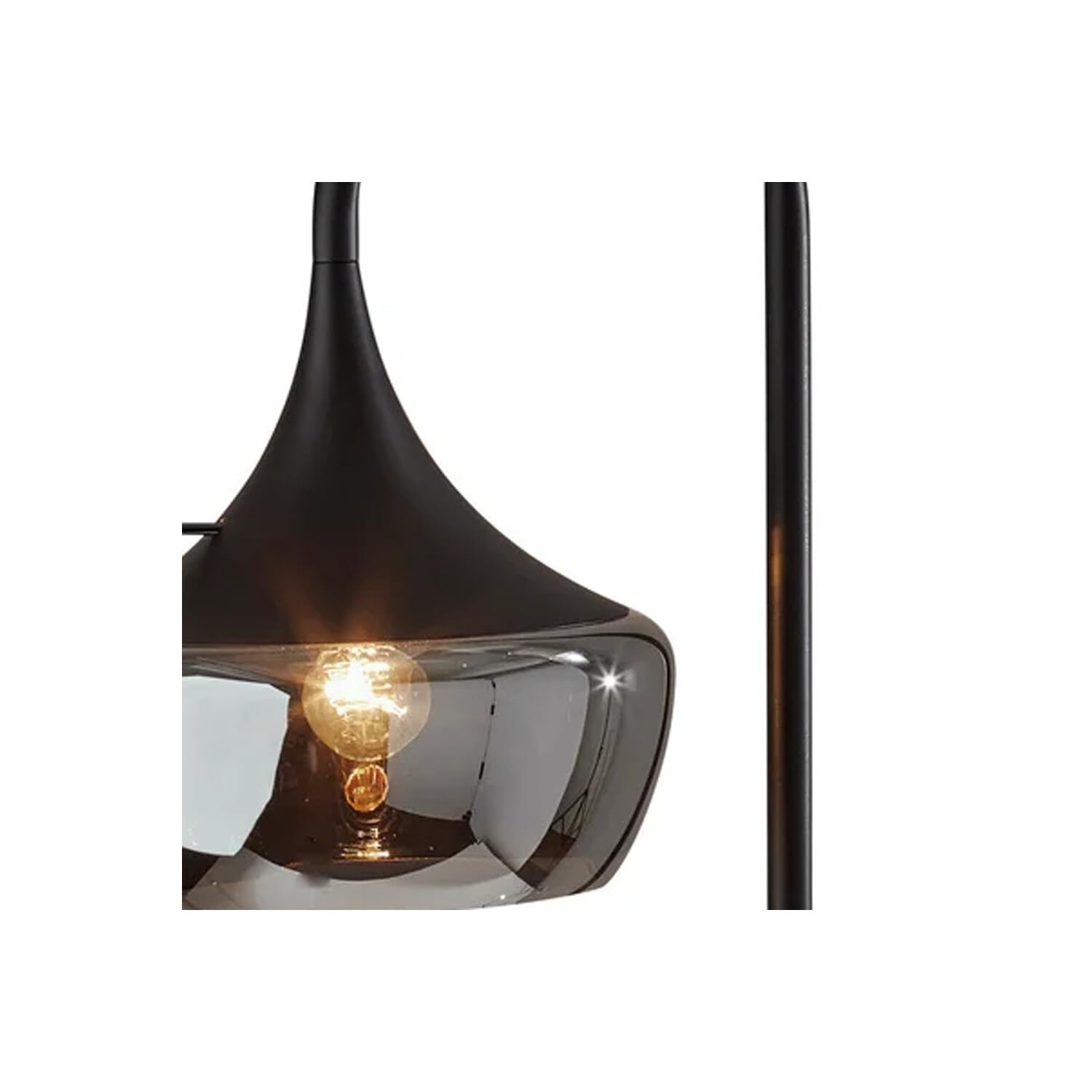 Homeroots 64&quot; Black Task Floor Lamp With Black Bowl Shade