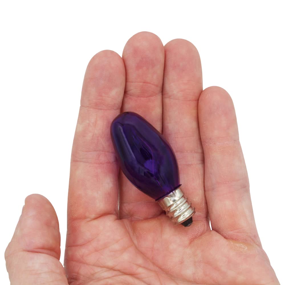 Lumenivo 7 Watt Purple Incandescent C7 Colored Night Light Bulb 7W C7 Purple Christmas Village Light Bulbs - Candelabra Base Bulb For Window Candle  Decorative Light Replacements - 120V - 12 Pack