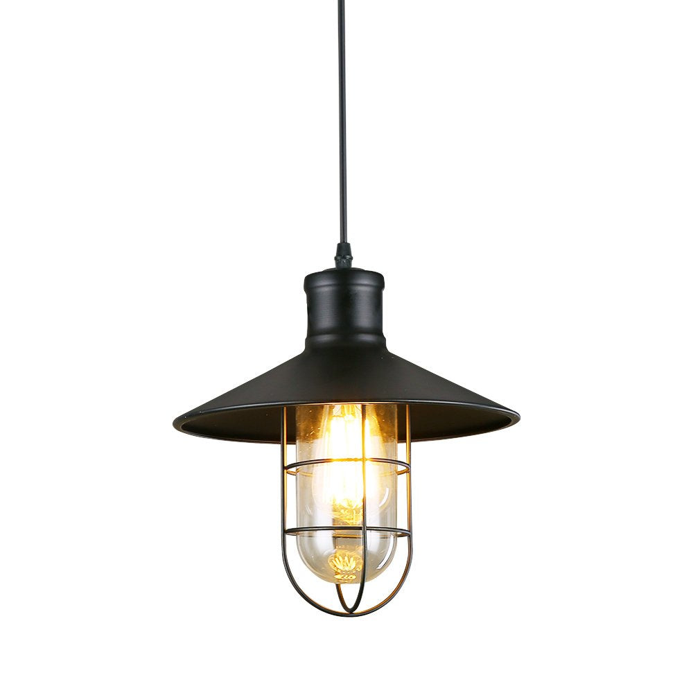 LNC Industrial Cage Pendant Lighting, Black Small Hanging Fixture for Kitchen Island, Bedroom, Dining Room, Entryway and Foyer