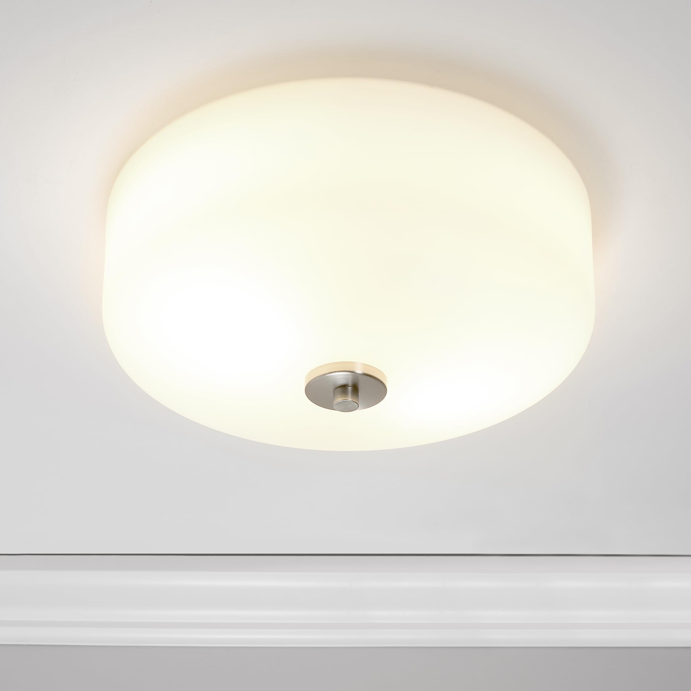 Maxxima Flush Mount Ceiling Light Fixture, 12 in., Frosted Glass, 1600 Lumens, Dimmable, 2700K Warm White, Model MCL-5121800W