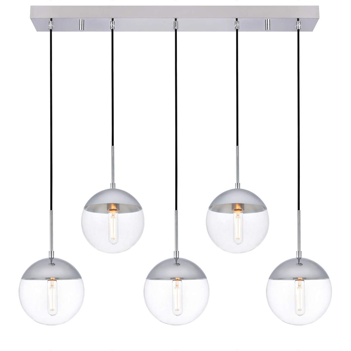 Elegant Lighting Chrome Pendant - Living District Eclipse 5 Lights With Clear Glass