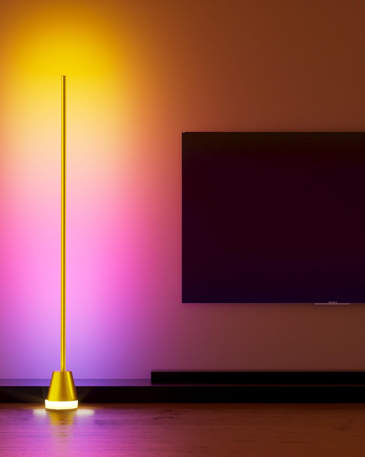 Keepsmile Smart RGB LED Floor Lamp, 172 LEDs, Music Sync, 59 inches, Gold, Model HX-818, Aluminum