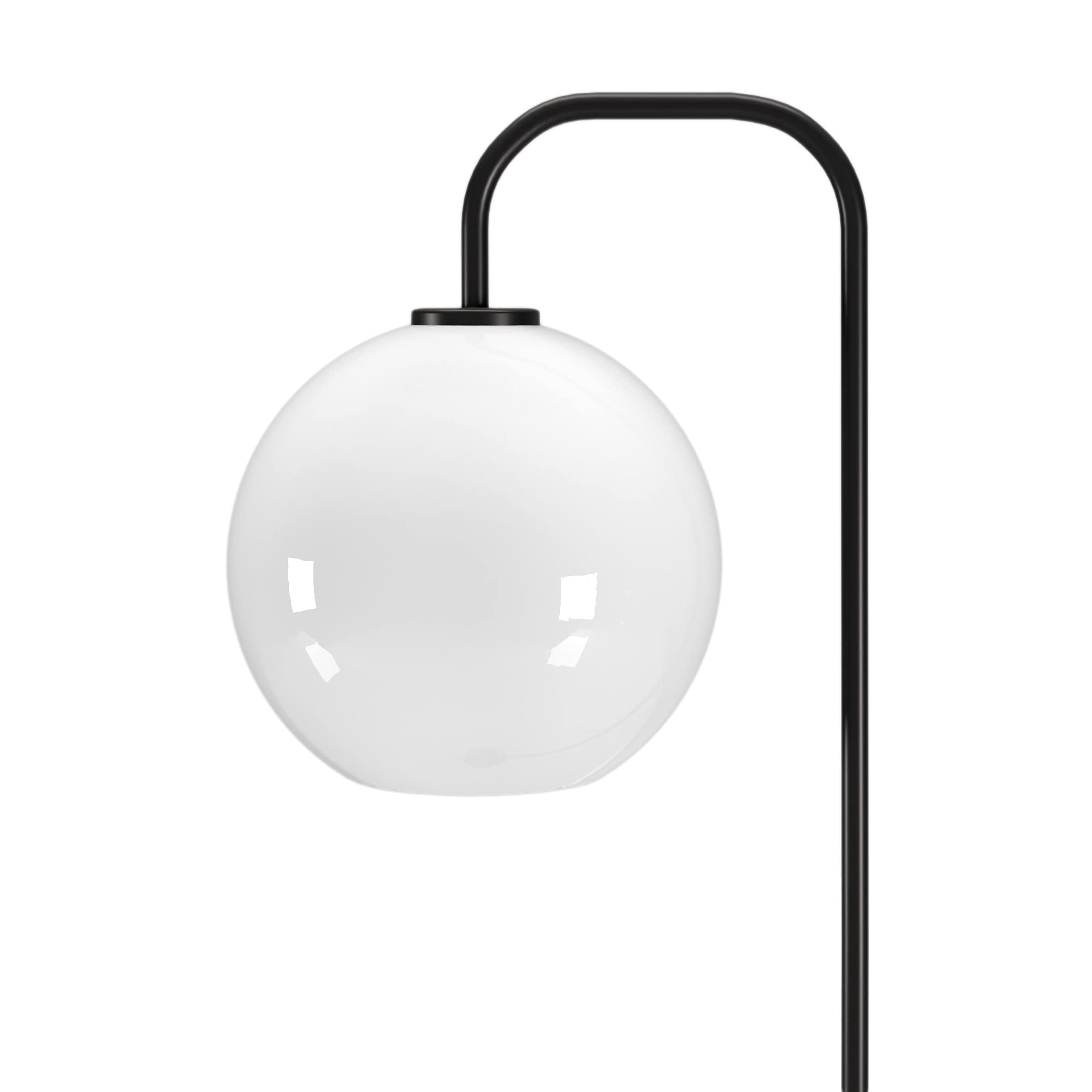 Harrison Arc Floor Lamp With Glass Shade In Blackened Bronze/White Milk