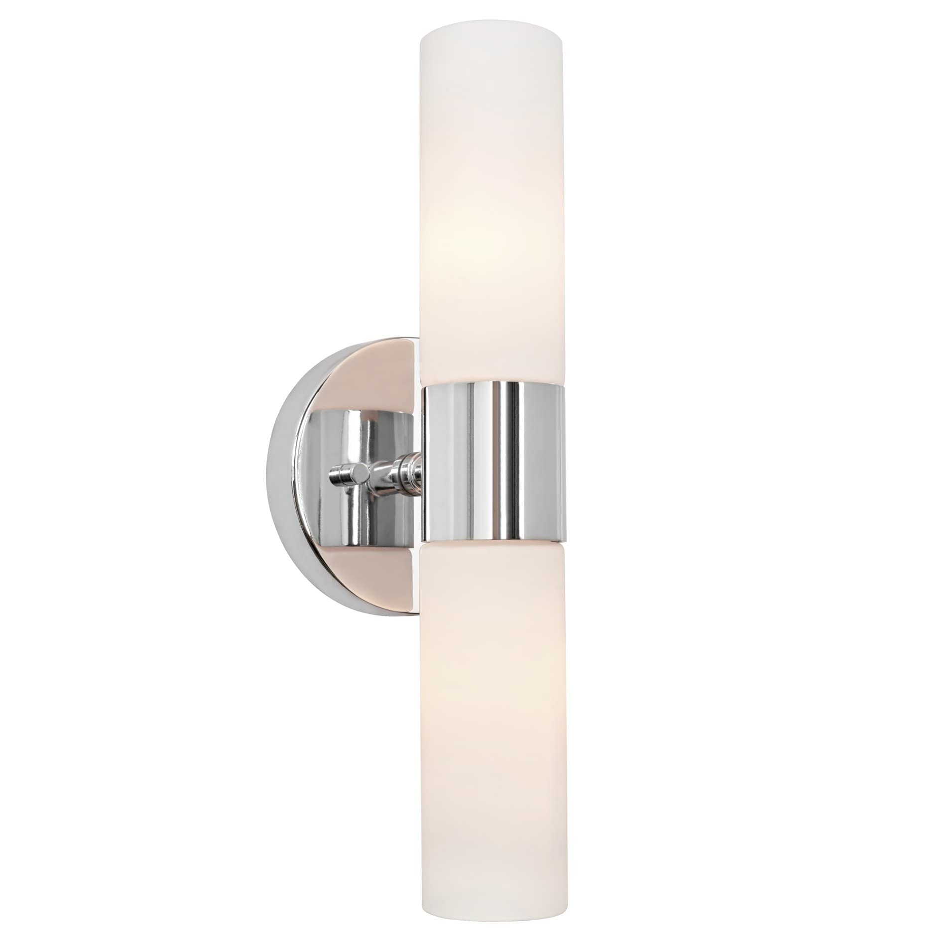 Kira Home Duo Modern Wall Sconce, Frosted Glass Shades, 14in, Chrome Finish, Model RV-W131-1747-14-CH