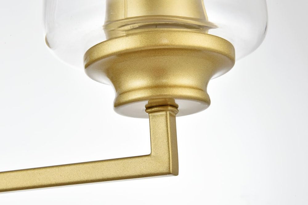 Living District Ronnie 4-Light Iron & Glass Bath Sconce in Brass/Clear