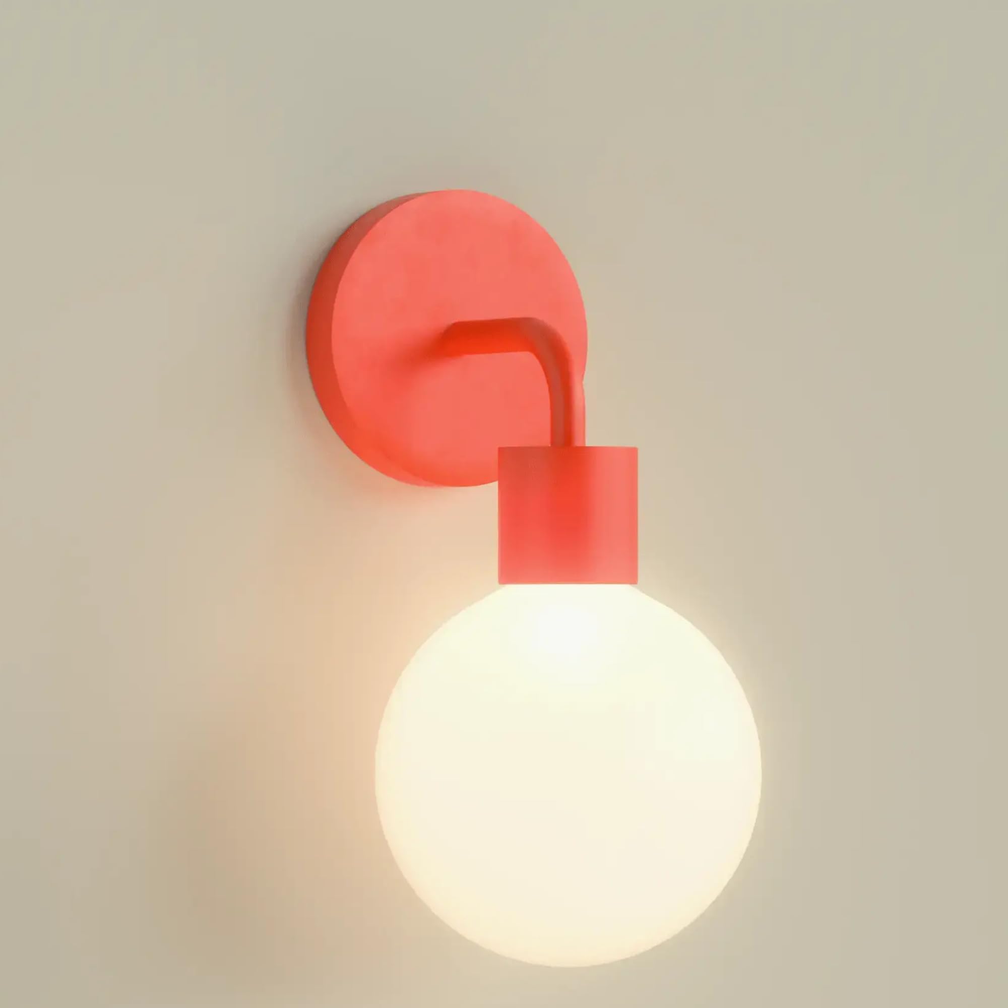 Poplight Wireless Wall Sconce (Shark Tank) Rechargeable & Dimmable LED Light w/App Control & Damage-Free Install  Moveable Modern Ambient Lighting for Elegant Home & Bedroom Decor | Vermillion Red