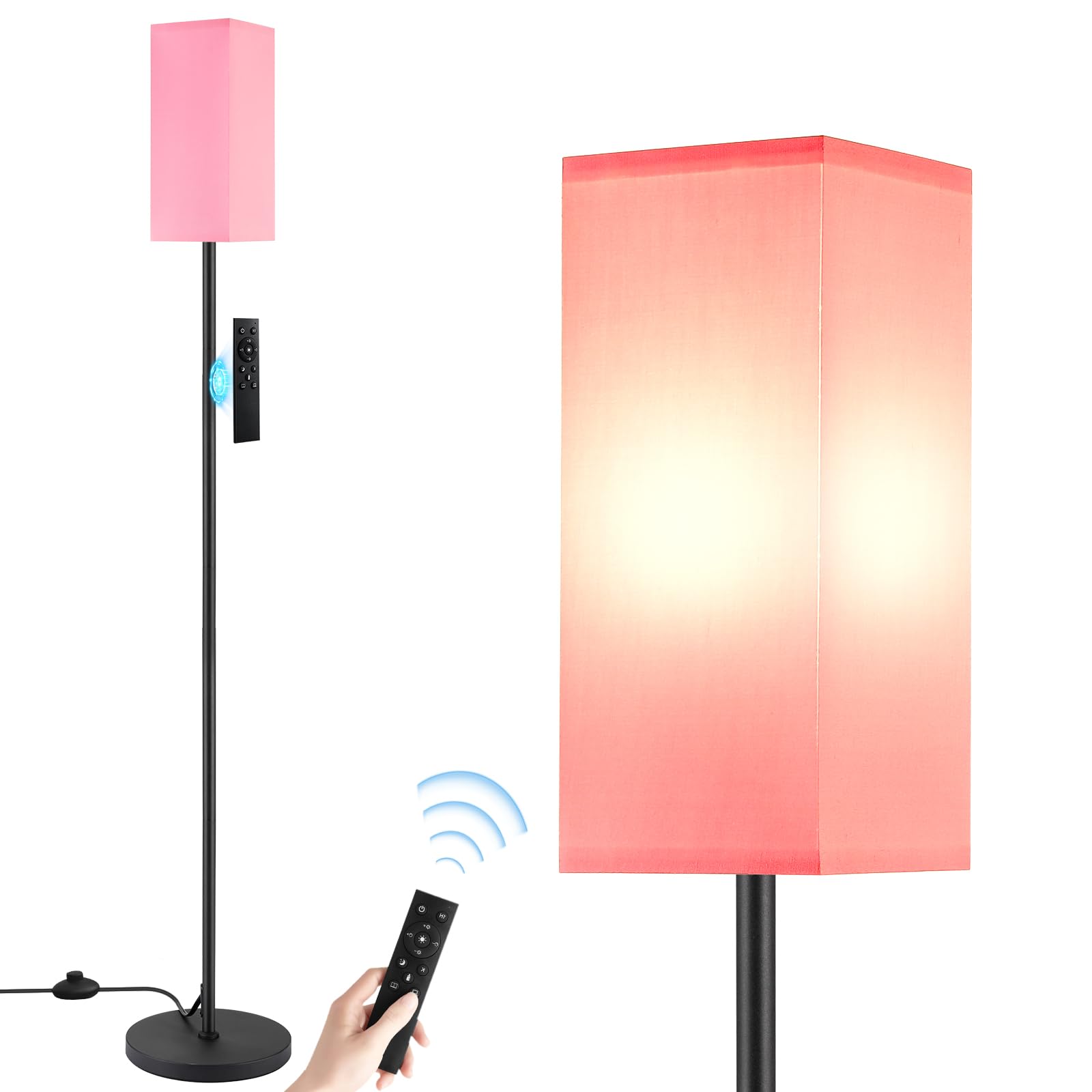 Ambimall Remote Control Floor Lamp, Stepless Dimmable, 64 Inches Tall, Include 9W Bulb, Standing Lamp for Living Room Bedroom Of