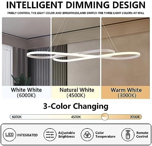 Led Pendant Lights For Kitchen Island,Modern Led Pendant Light Dining Room Chandelier Light Fixture, Dimmable Modern Led Chandelier,Adjustable Height Music Note Shape Modern Led Ceiling Light Fixture