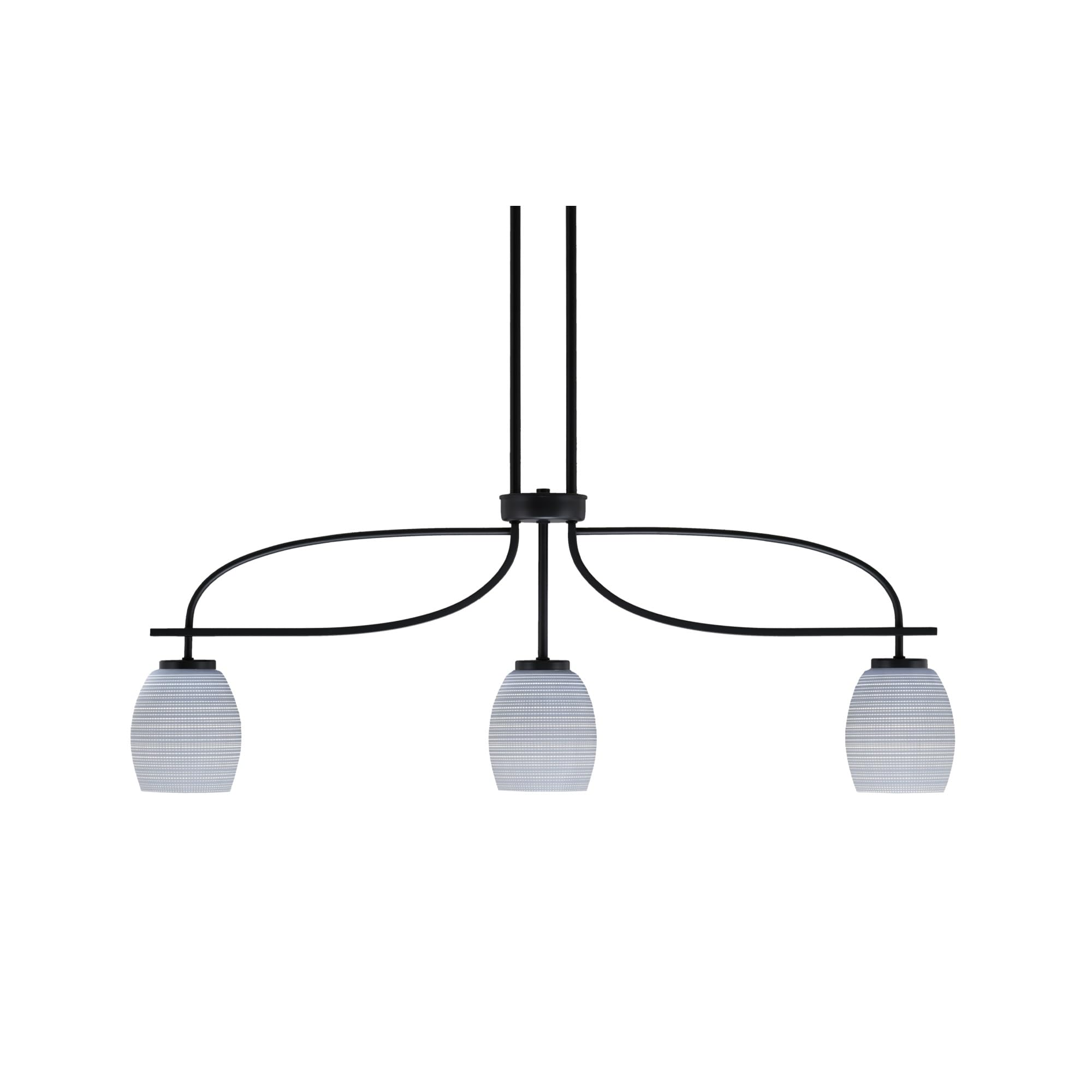 Cavella 3 Light Island Light Shown in Matte Black Finish with 5&quot; Gray Matrix Glass