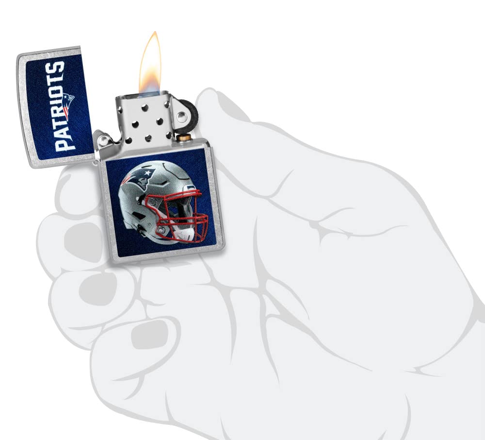 Zippo Nfl New England Patriots Helmet Street Chrome Pocket Lighter