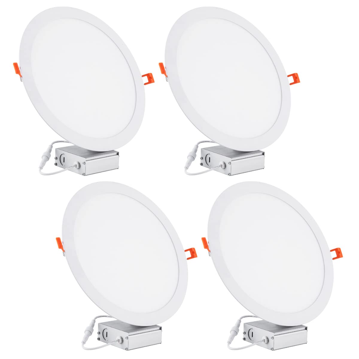 Jarlstar 4Pack 11 Inch Ultra Thin Led Recessed Ceiling Light With Junction Box, 6000K Daylight, 24W 110V Eqv,Recessed Lighting, Slim No Dimmable Can-Killer Downlight,Canless Lights 2150Lm High Cri80+