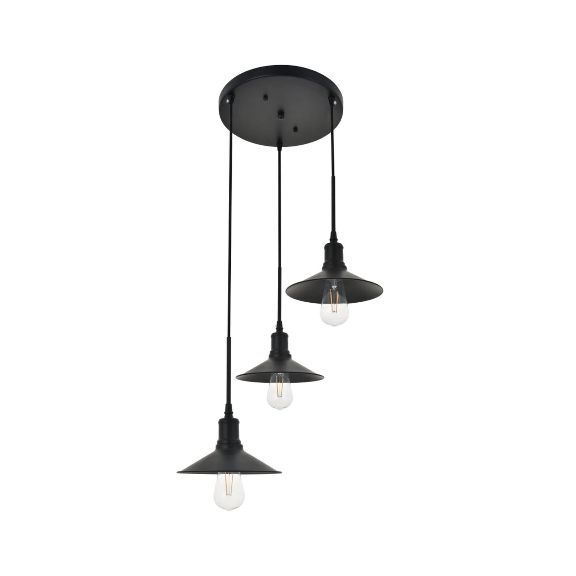 Living District Etude 3-Light Black Metal Pendant Light Fixture