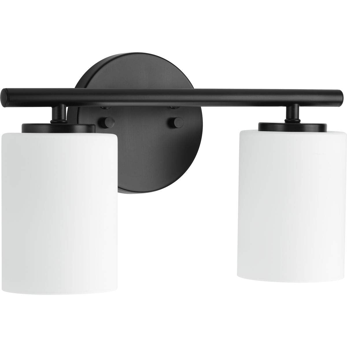 Progress Lighting Replay Collection 2-Light Bath Vanity Light, Etched Glass, Textured Black, Model P2158-31