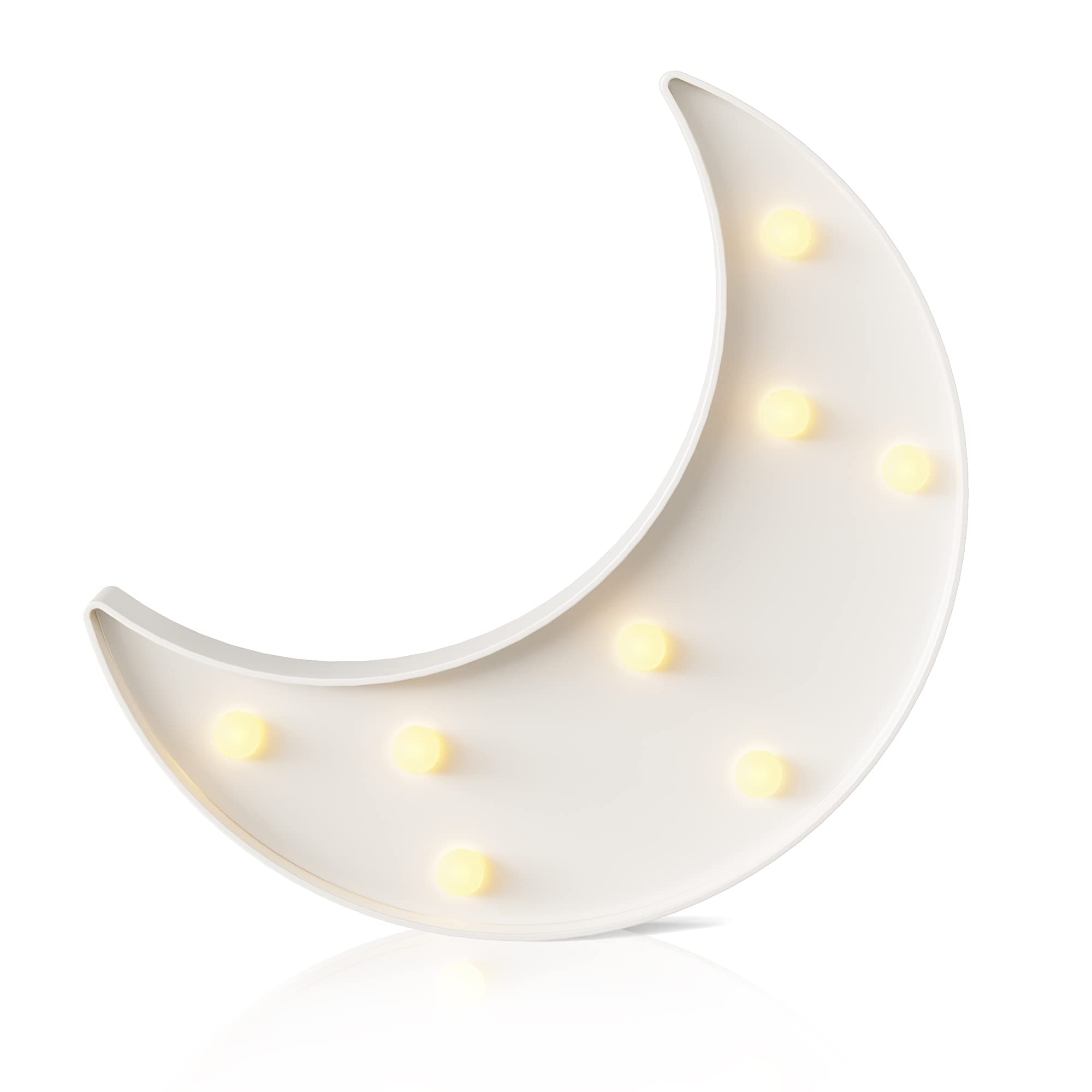 Ganrami White Moon Decor Bedroom, Battery Powered Moon Night Light for Kids, Kids Room Decor, Baby Room Decor, Nursery Wall Deco
