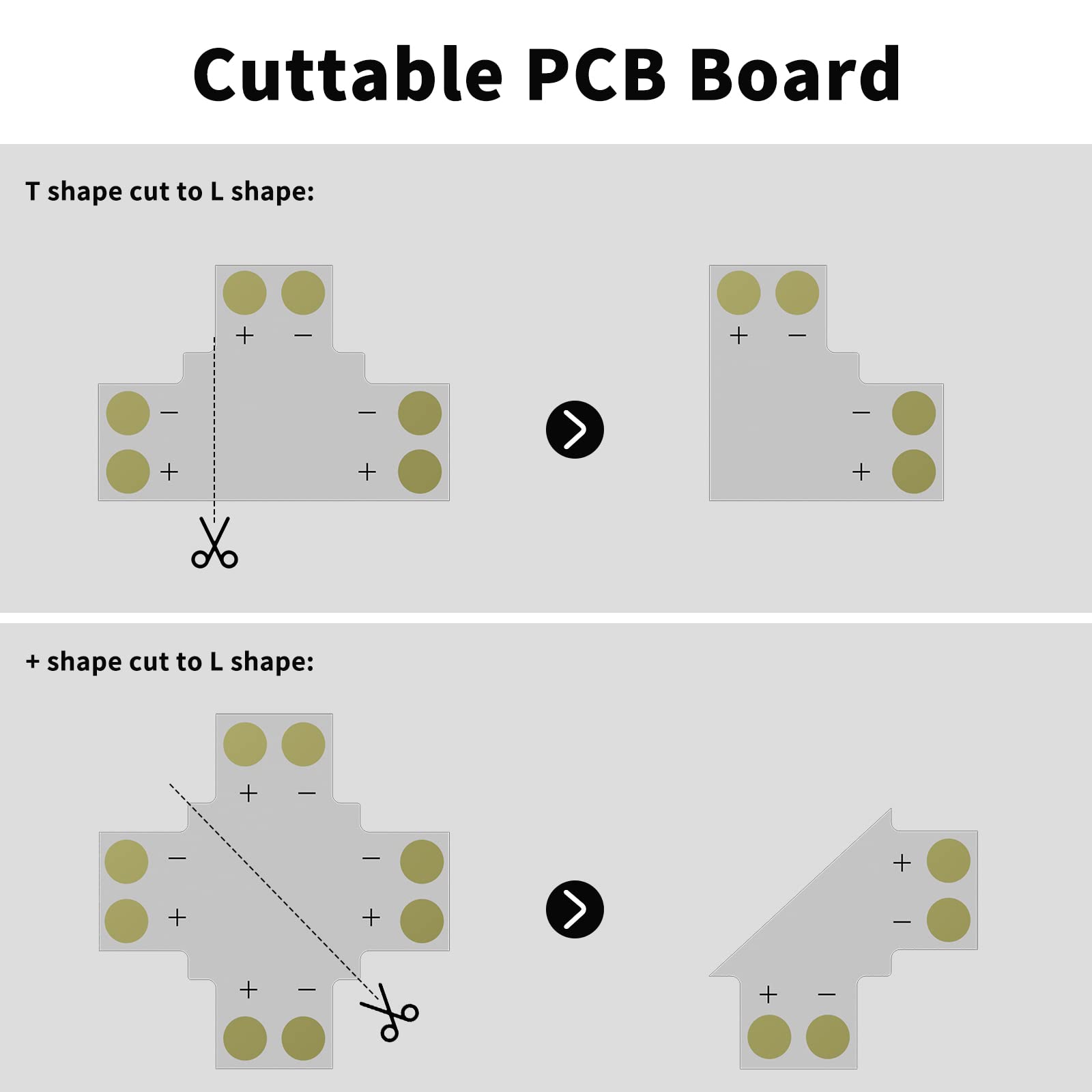 Pautix 6Pcs T & 2Pcs Cross Connectors,Extension Splitters,For 8Mm 2-Pin Cob Led Strip Light 12V/24V(Not Applicable For Other Siz