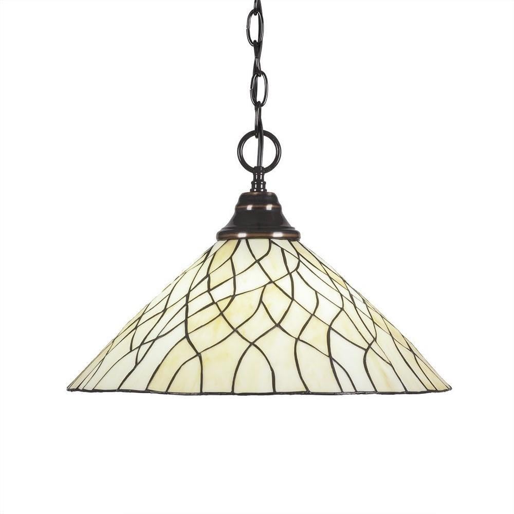Toltec Lighting 10-Bc-911 Chain Hung Pendant With Sandhill Glass, 16&quot;, Black Copper