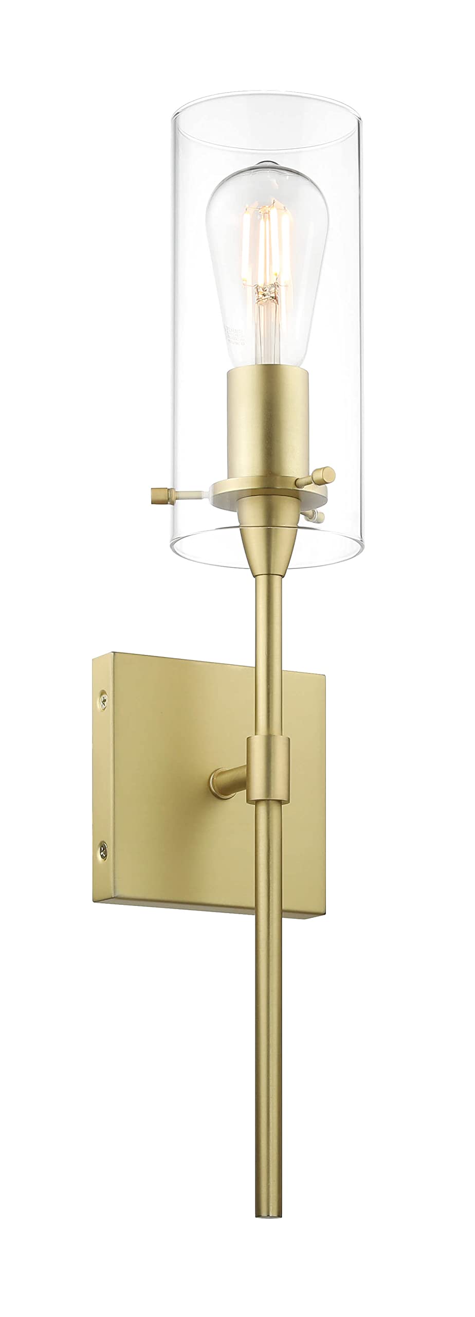 Xinbei Lighting Gold Wall Sconce Modern Single Bathroom Sconce Light With Clear Glass Brass Wall Light Fixtures For Vanity & Liv