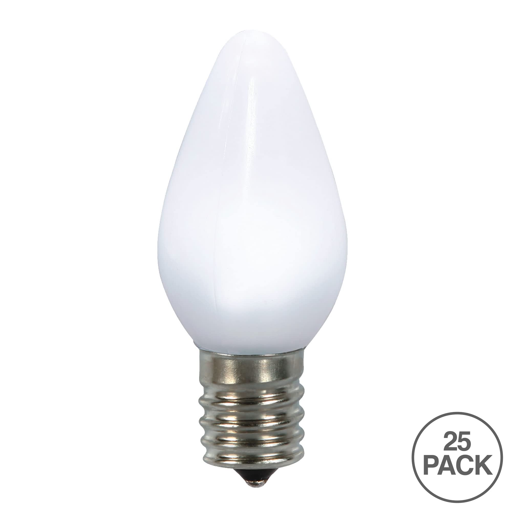 Vickerman C7 Ceramic LED Twinkle Bulb, Pure White, Nickel Base, 130V, 0.96 Watts, Model XLEDSC7PT-25, 25 Bul