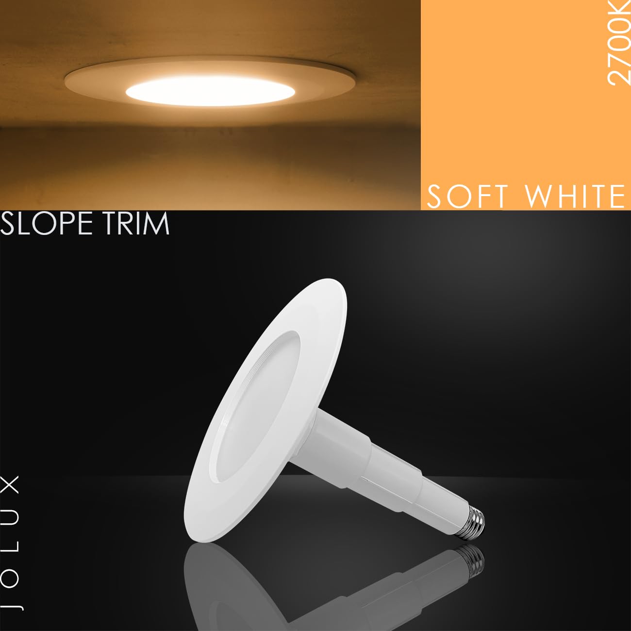 Jolux 4-Pack 5/6'' Led Can Lights Retrofit Recessed Lighting,12W=60W,2700K Softwhite,800 Lumens,Dimmable Adjustable Retrofit Dow