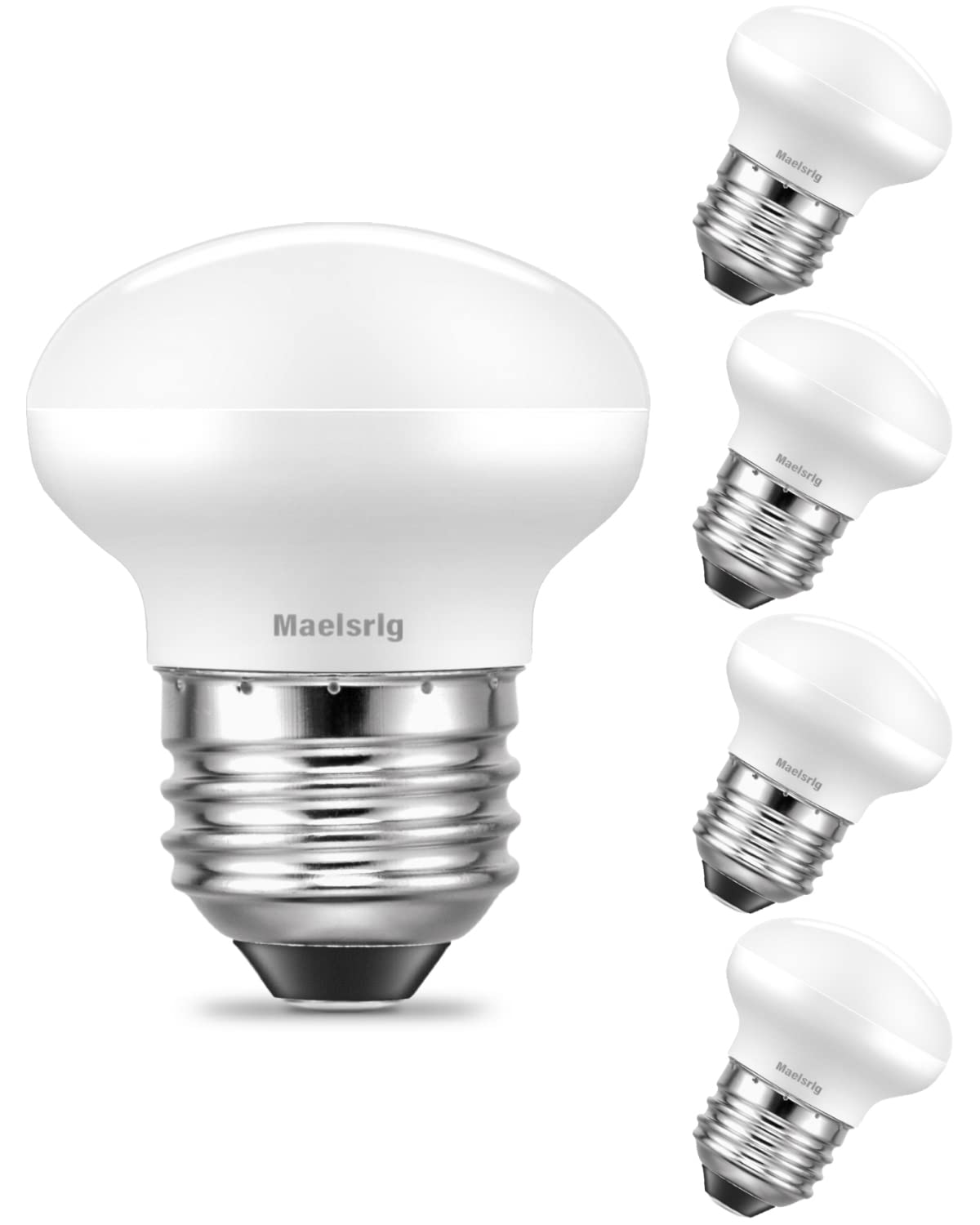 Maelsrlg R14 Led Bulb 4W(40W Equivalent) Mini Reflector Flood Light Bulbs 5000K Daylight, Curio Cabinet Light Bulb, Non-Dimmable