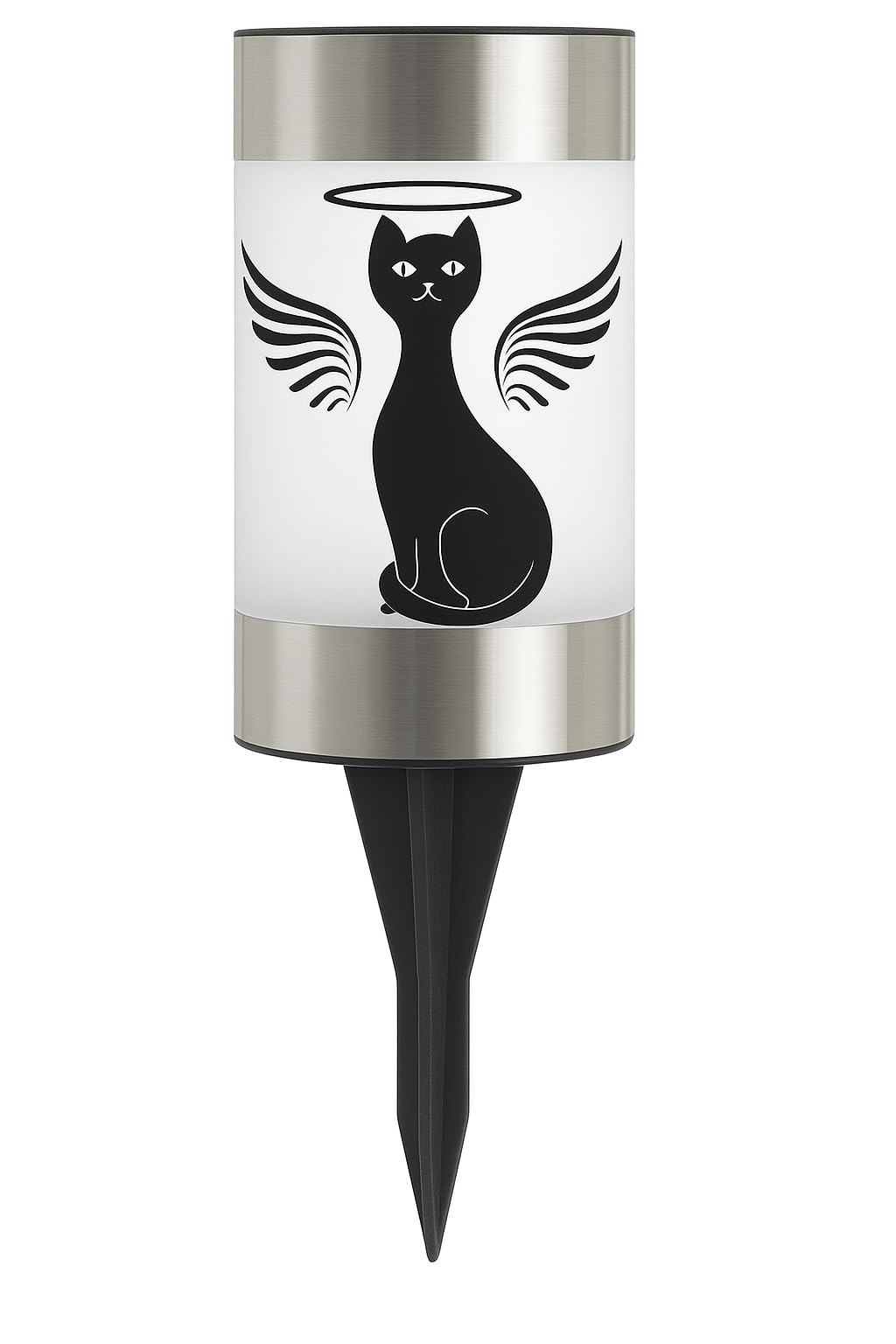 Solar Cat Memorial Garden Light, Outdoor Pet Remembrance Keepsake with Angel Silhouette, Automatic Dusk to Dawn LED Yard Stake (
