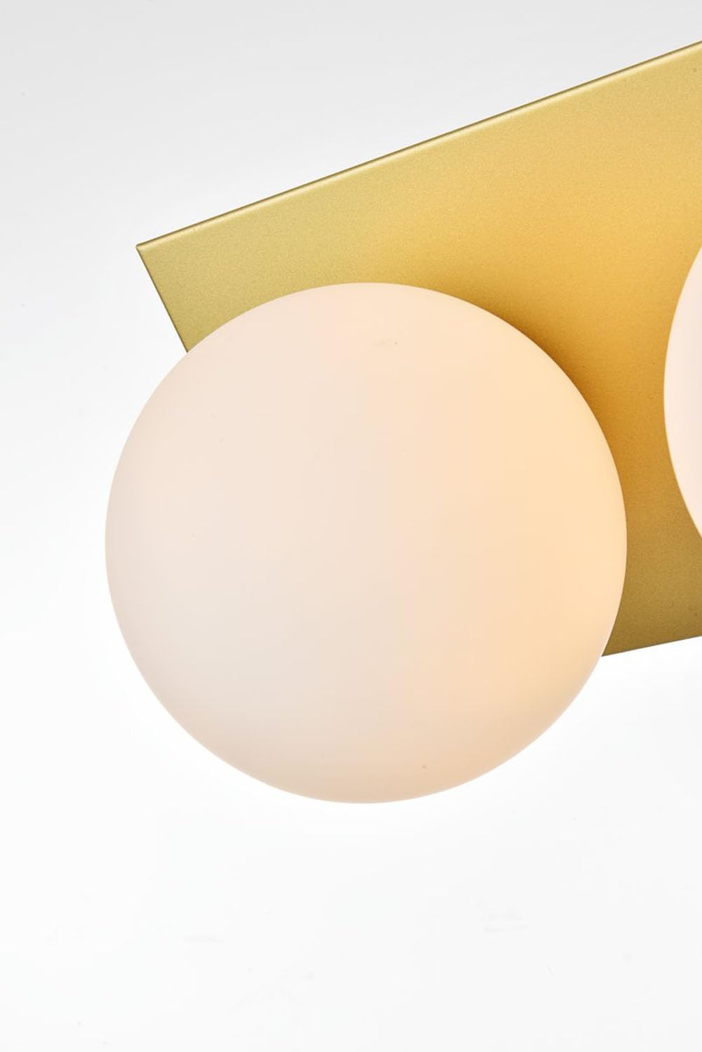 Living District Jillian 2-Light Iron & Glass Bath Sconce in Brass/Frosted White