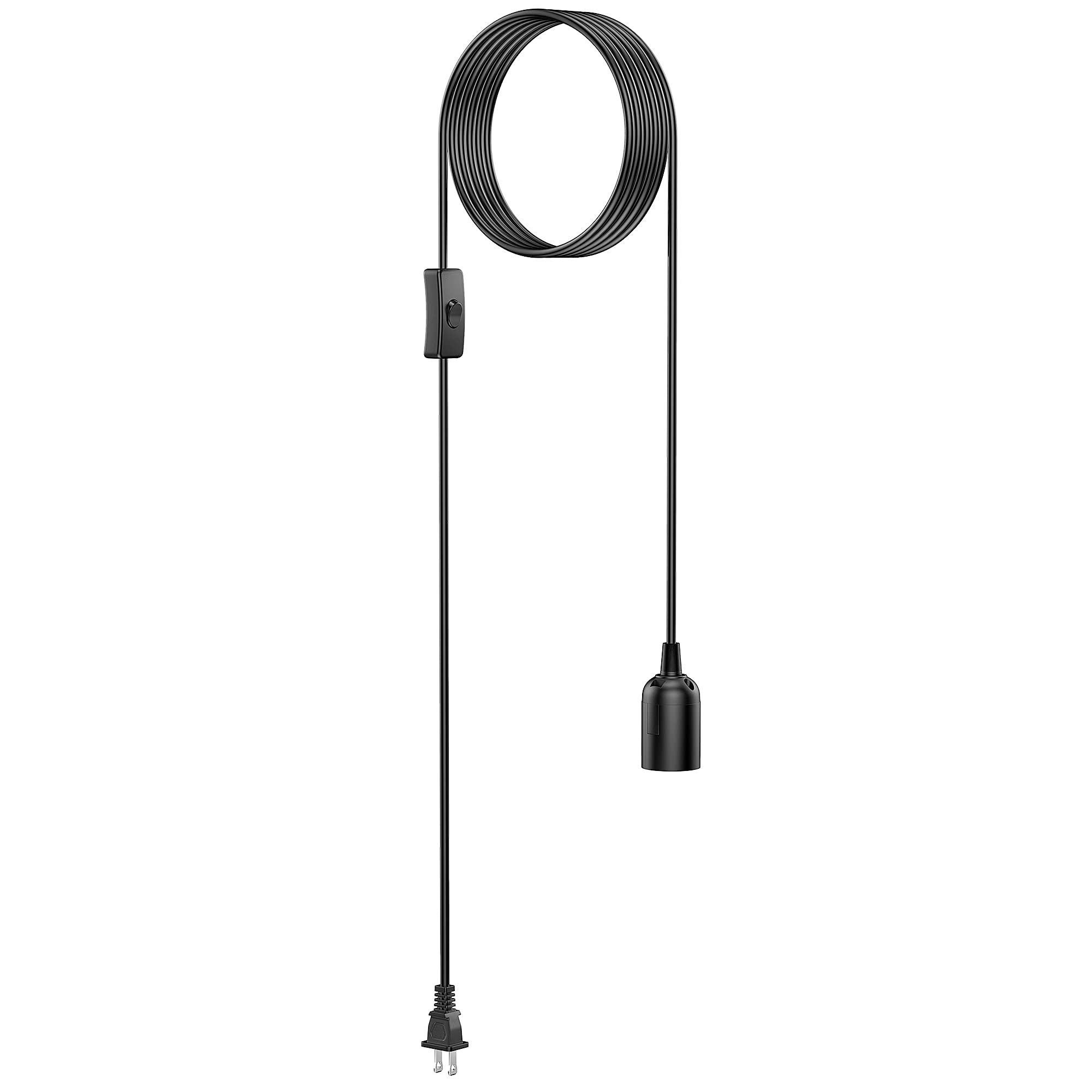 AryaLight 1-Pack 15 ft Hanging Lantern Lamp Cord Cable with On/Off Switch E26 E27 Socket (no Bulb Included) Plug-in Pendant Ligh