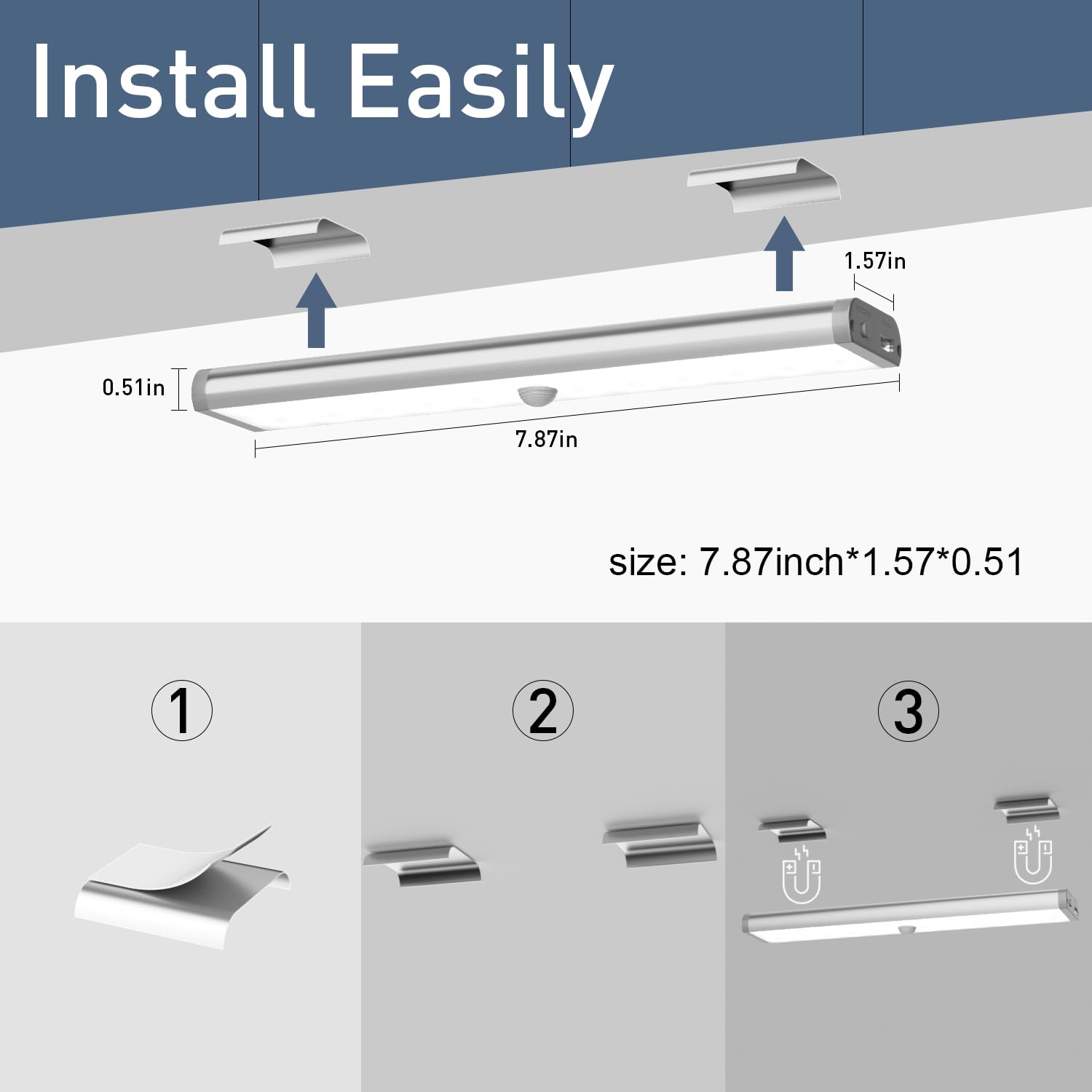 Under Cabinet Lights 58 Led Motion Sensor Light Indoor Rgb Rechargeable Under Cabinet Lighting With Remote 3Pack Stick-On Magnetic Wireless Closet Light Bar For Kitchen Shelf  Car  Hallway