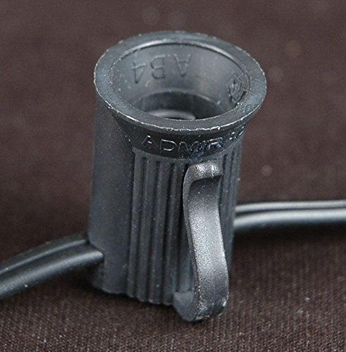 Novelty Lights C7 Outdoor String Lights - 12.5ft Black Wire, 25 Sockets, Candelabra Base, Copper Material