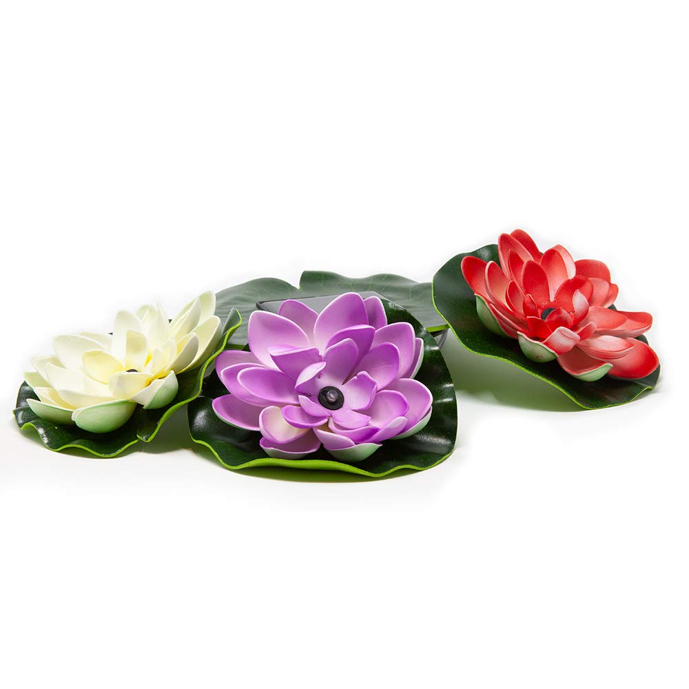 Beckett Corporation SL3 Solar Pond or Water Garden, Lily Pad LED Floating Lights, Multi-Color