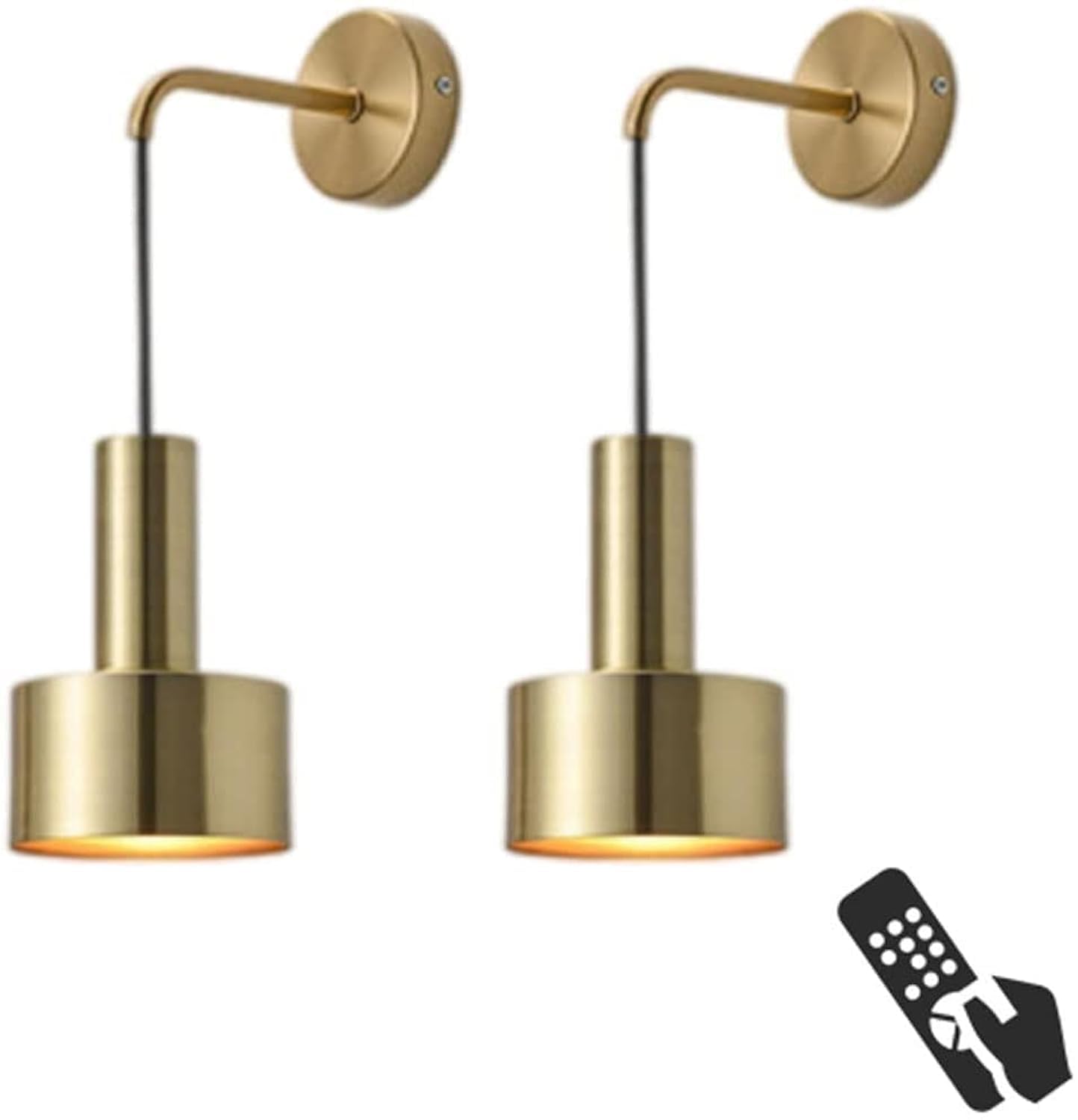Kefa Battery Operated Wall Lights With Remote, 2 Gold Chandeliers For Bedroom Warm Light