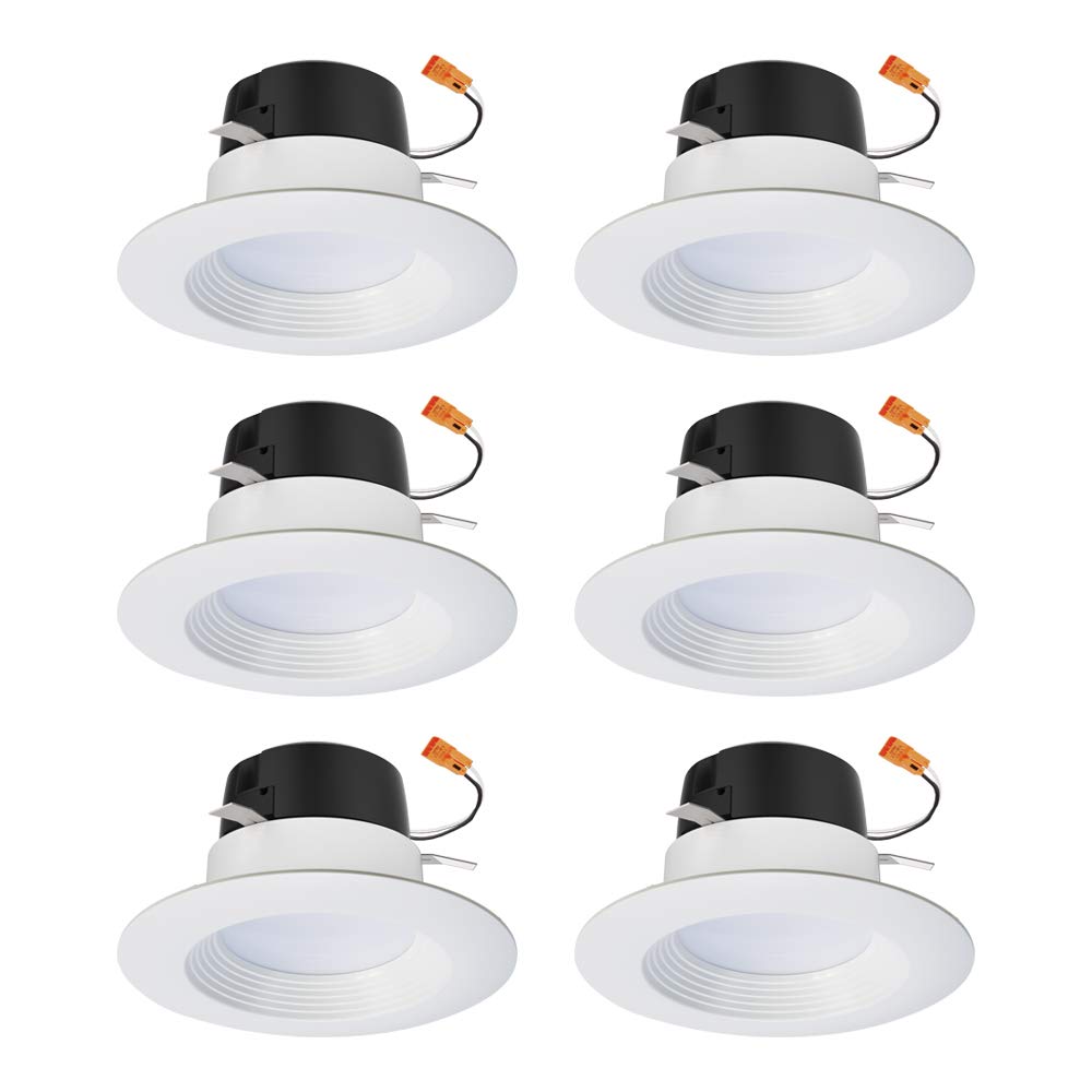 HALO 4 inch Recessed LED Can Light - Retrofit Ceiling & Shower Downlight - 3000K -Baffle White Trim (6 Pack)