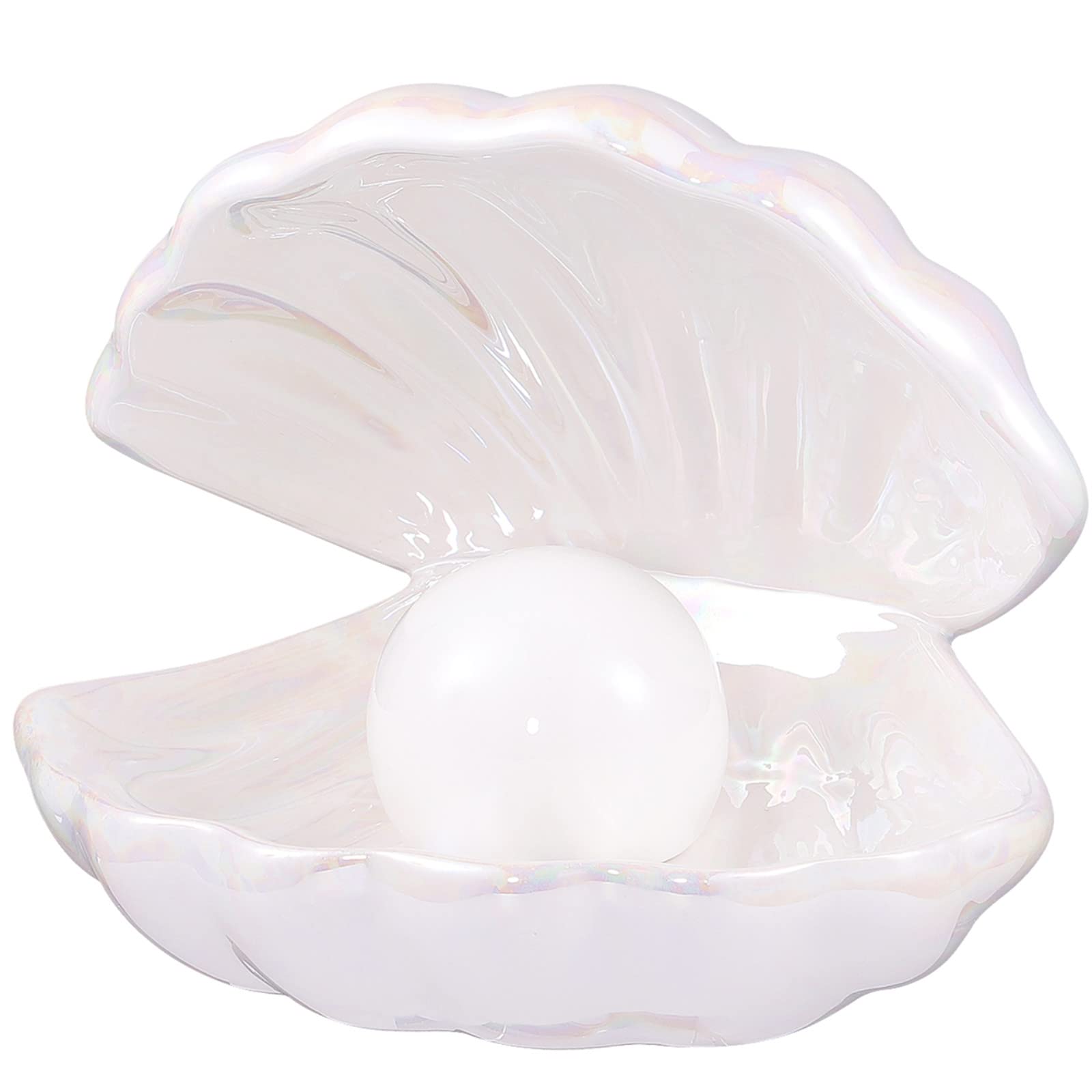 Imikeya Ceramic Shell Pearl Light - White Led Clam Lamp For Tabletop Decoration & Gifts