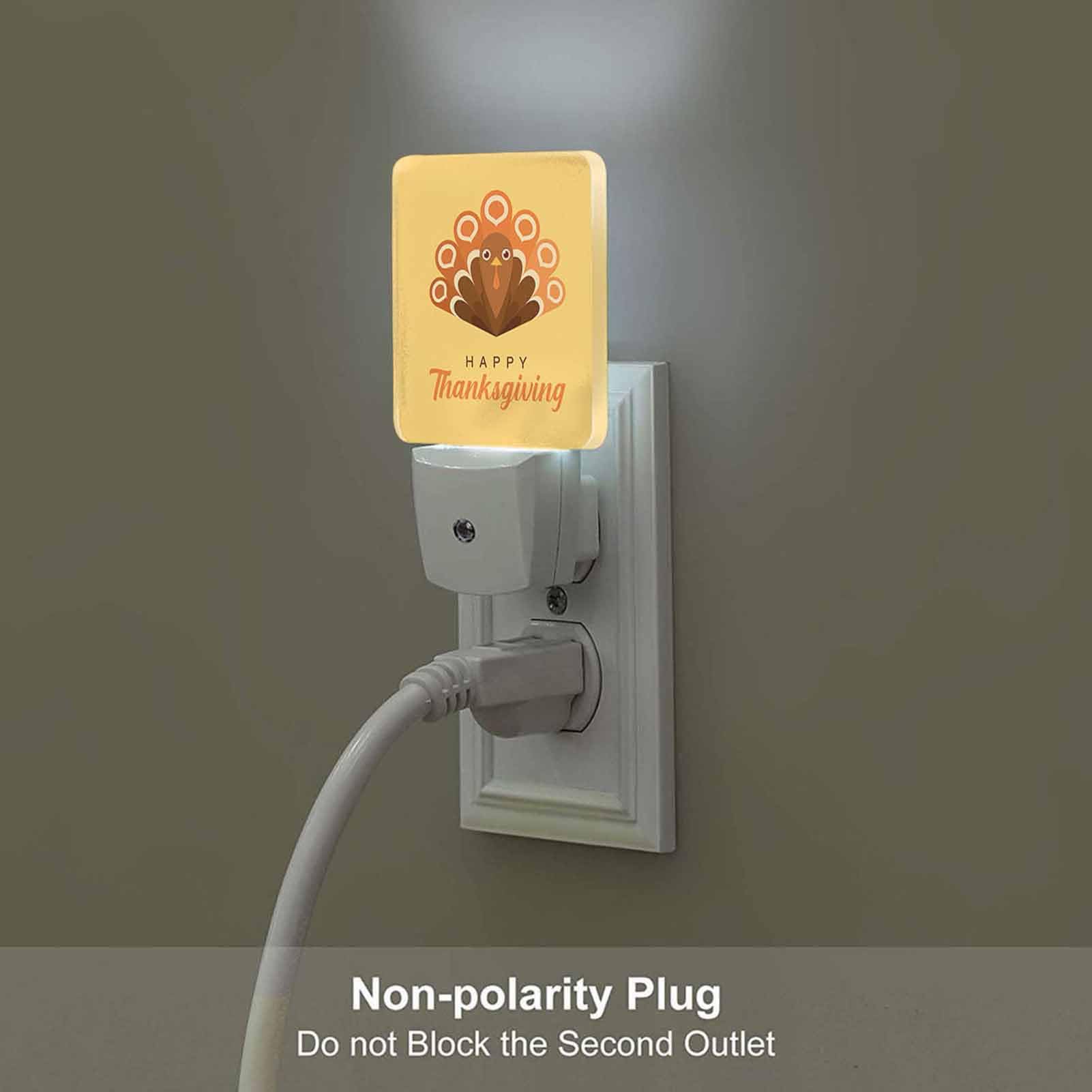 Chrobak LED Night Light - Dusk to Dawn Sensor, Thanksgiving Cute Turkey Design, Model WML-Night-Light-231023-47, Energy Efficient, White