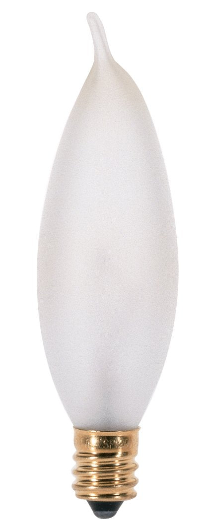 Satco A3677 15 Watt 90 Lumens Ca8 Incandescent Soft White 2700K Candelabra Base Frosted 130 Volt Light Bulb, Dimmable