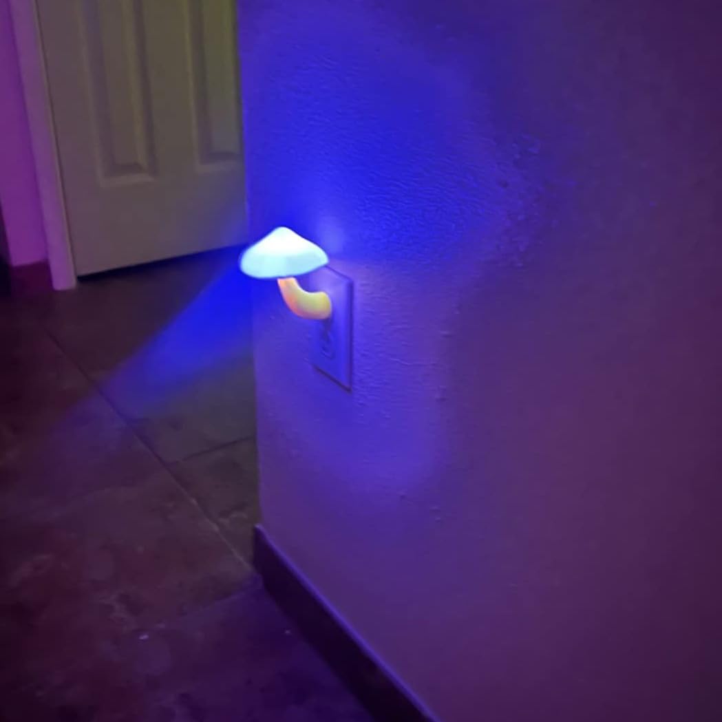 Ausaye 5Pack Led Sensor Night Light Plug In Lamp Blue Cute Mushroom Night Lights For Adults Kids Nightlight Bedroom,Bathroom,Toi