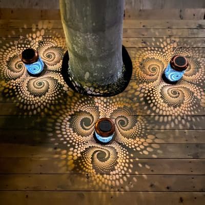 Yisiteone 4-Pack Mosaic Bohemian Outdoor Solar Lanterns, Waterproof Blue Table Lights, Turkish Moroccan Decorations For Garden P