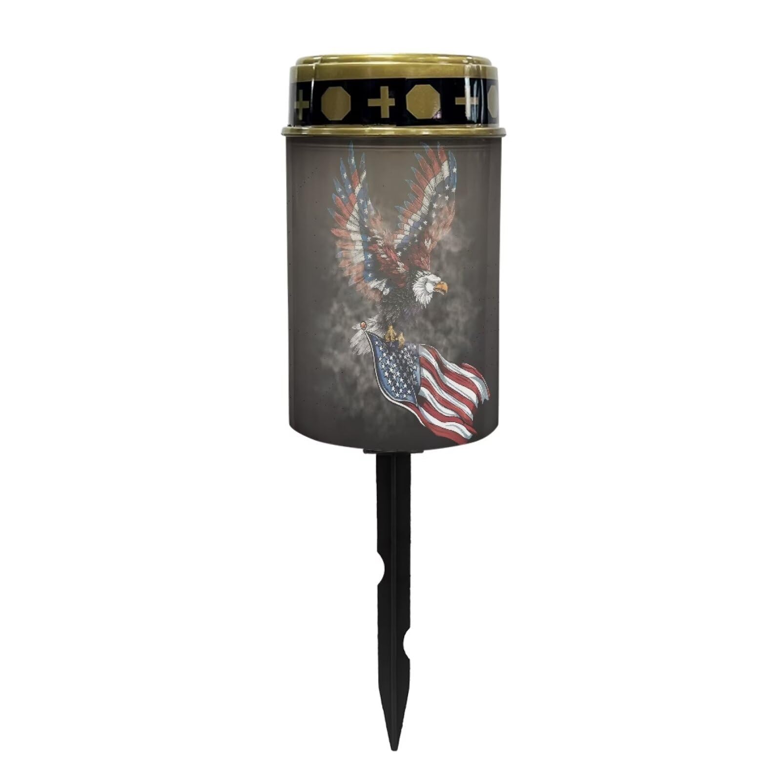 Psesaysky Eagle USA Flag Solar Garden Lights Outdoor Decorative Solar Stake Lights Landscape Lights Cemetery Decorations for Gra
