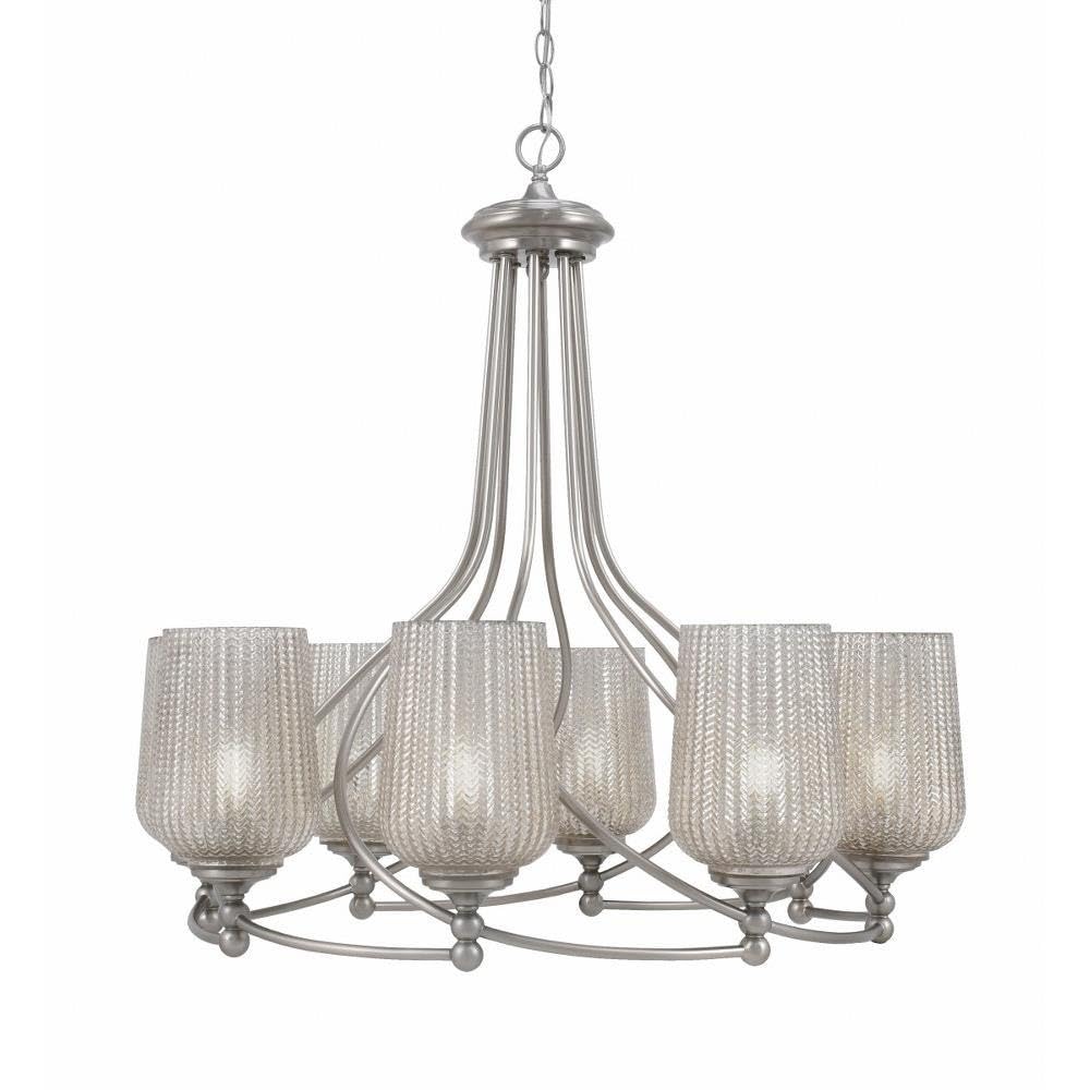 Toltec Lighting 908-Bn-4253 Capri - 8 Light Uplight Chandelier-30.5 Inches Tall And 25 Inches Wide, Finish Color: Brushed Nickel, Glass Color: Silver Textured