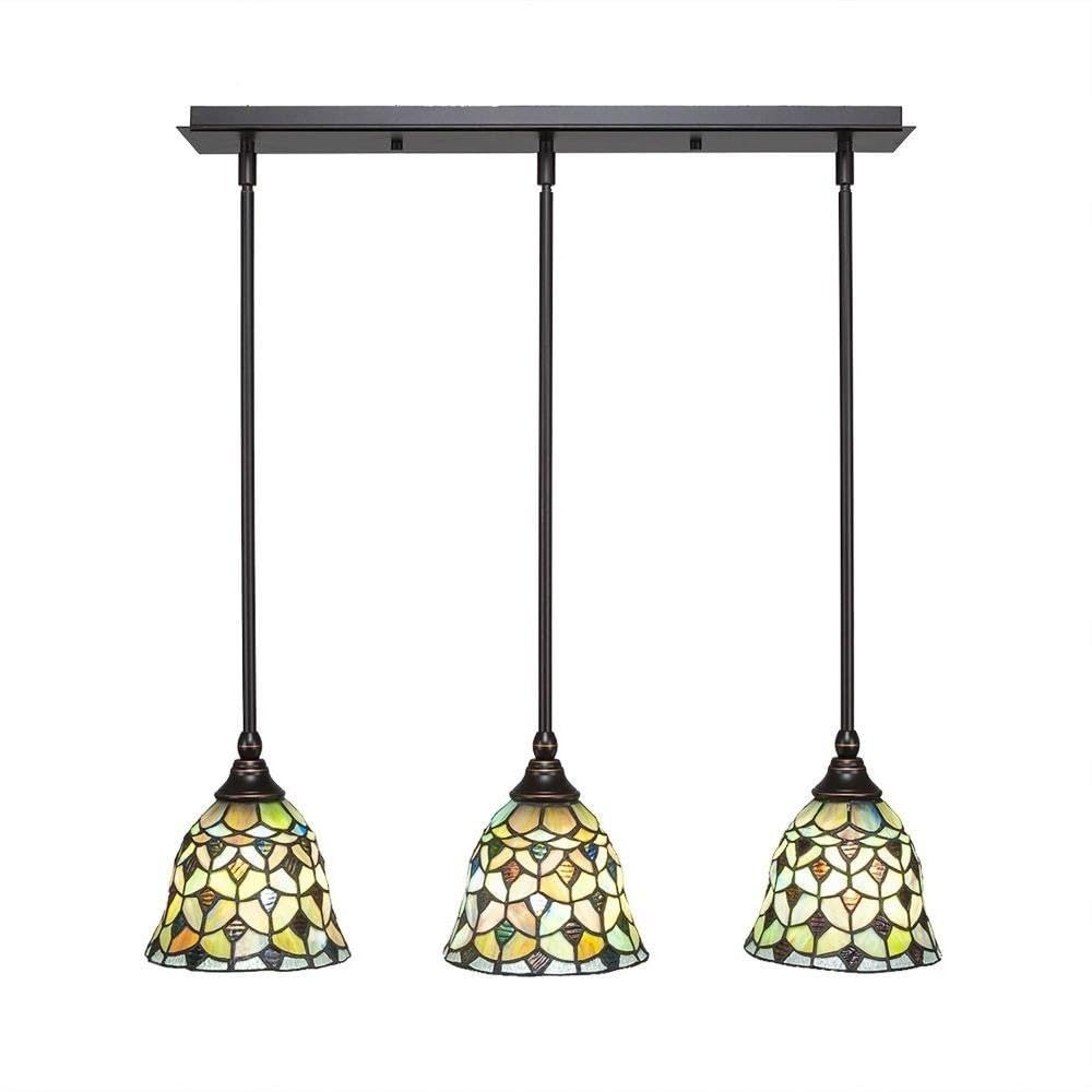 Toltec Lighting 25-Dg-9965 3 Light Multi-Light Mini Hang Straight Swivel Pendant With Crescent Glass, 7&quot;, Dark Granite