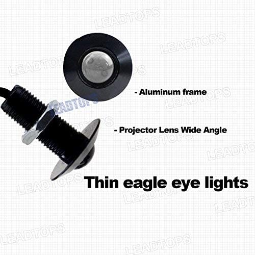 LEADTOPS Eagle Eye LED Lights, 10-pack, 12V Ultra Thin 23mm, Aluminum, Blue Kit for Car Motorcycle, Black