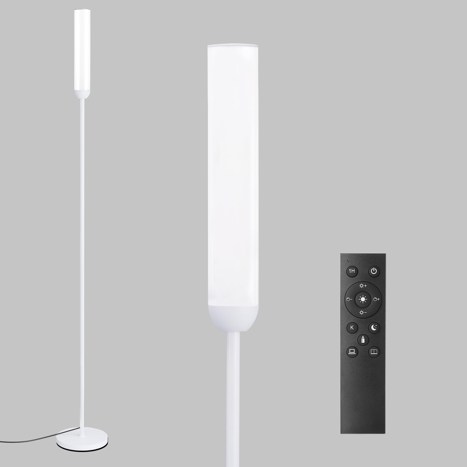 Led Floor Lamp With Remote Control, 65'' Standing Lamp With Stepless Adjustable 3000K-6500K Colors & 5%-100% Brightness, Foot Sw