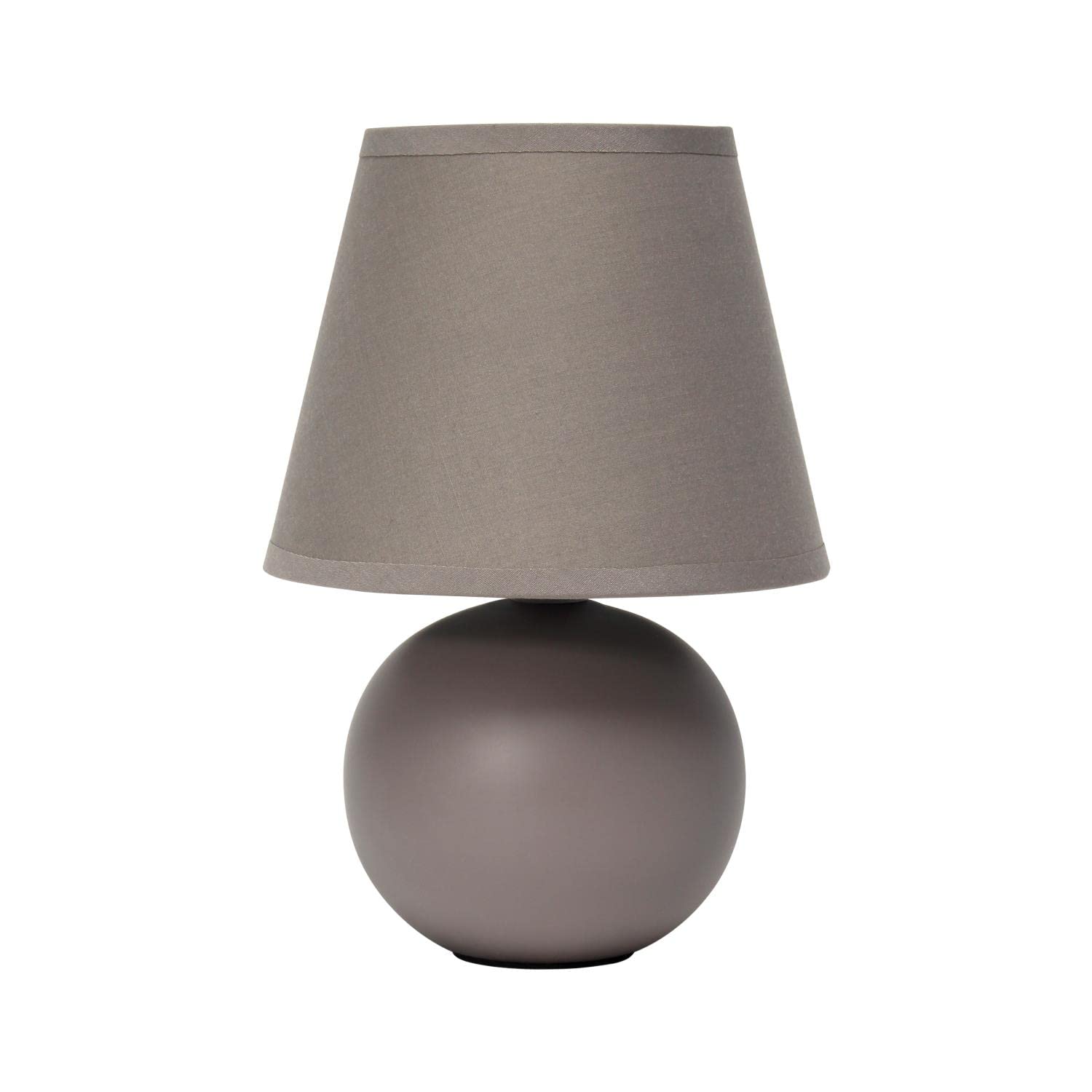 Creekwood Home Gray Ceramic Orb Base Bedside Table Lamp With Drum Shade, 8.66&quot;