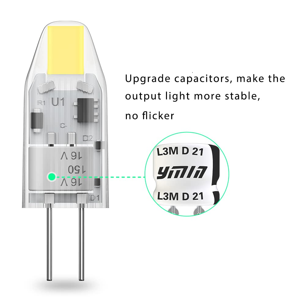 Yuiip G4 Led Bulb Ac/Dc 12V 1.2W (10W Halogen Bulb Replacement), 6000K Daylight White Jc G4 Bi Pin Light Bulbs For Under Cabinet