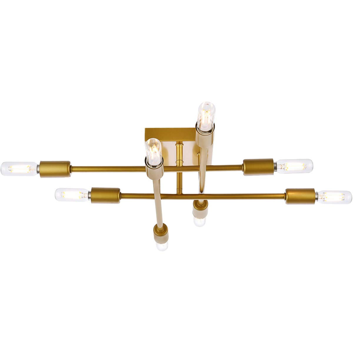 Living District Script 8-Light Mid-Century Metal Flush Mount in Brass